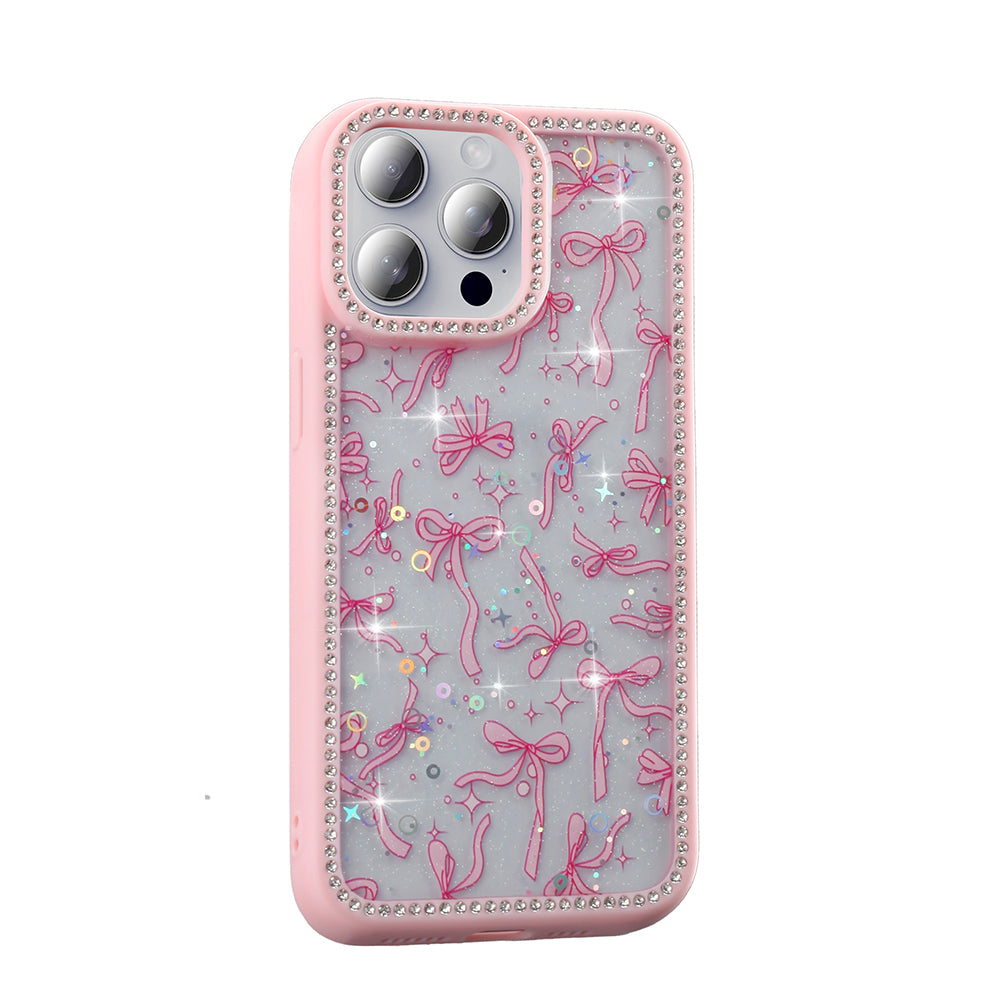 Apple iPhone 15 Pro Kılıf Taşlı ve Simli Tasarım Zore Azra Kapak Gold