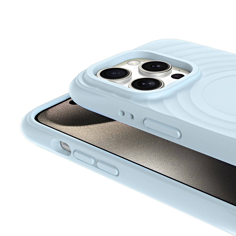 Apple iPhone 15 Pro M-safe Şarj Özellikli Airbagli Mat Görünümlü Zore Hepi Kapak Mavi Açık