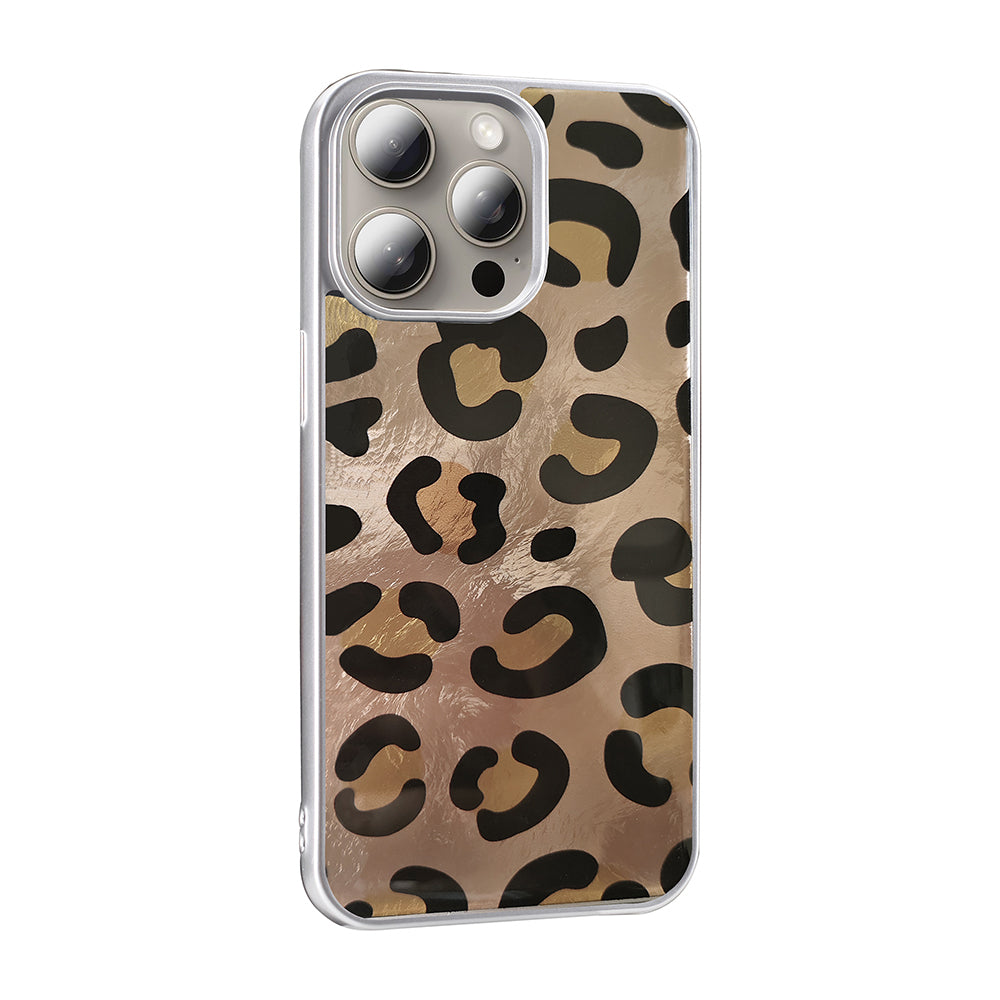 Apple iPhone 15 Pro Max Kılıf Desenli Zore Mep Kapak Gri Leopar