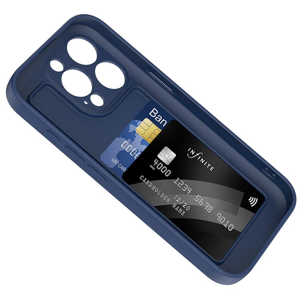 Apple iPhone 15 Pro Max Kılıf Kamera Korumalı Kartlık Hazneli Zore Vitra Kapak Lacivert