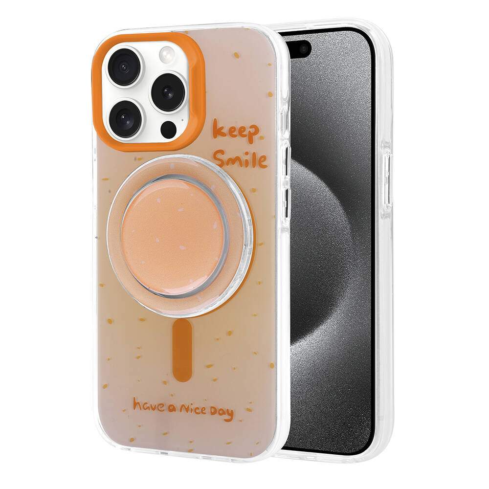 Apple iPhone 15 Pro Max Kılıf M-safe Şarj Özellikli Tak-Çıkar Pop Soketli Zore Tiktok Kapak Mavi