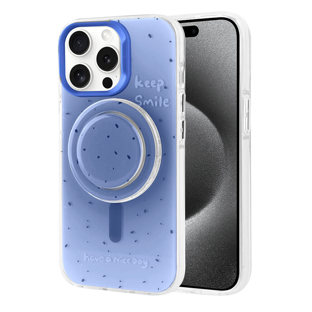 Apple iPhone 15 Pro Max Kılıf M-safe Şarj Özellikli Tak-Çıkar Pop Soketli Zore Tiktok Kapak Pembe Koyu