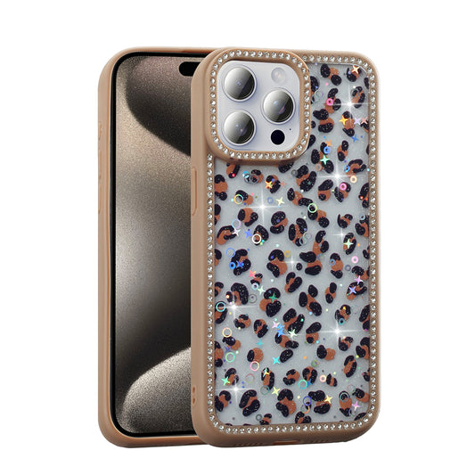 Apple iPhone 15 Pro Max Kılıf Taşlı ve Simli Tasarım Zore Azra Kapak Gold