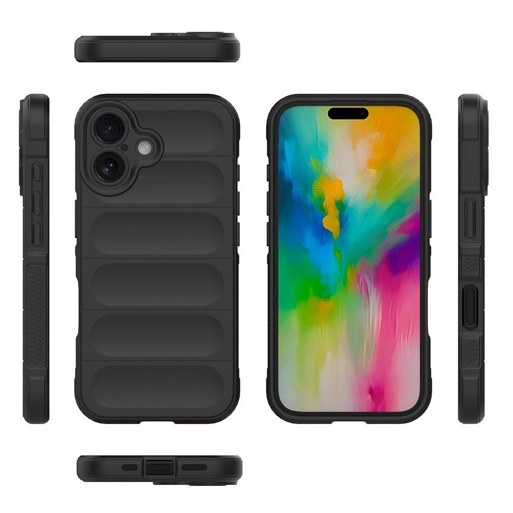 Apple iPhone 16 Kılıf Esnek TPU Oyuklu Arka Yüzey Tasarımlı Zore Etnik Silikon Kapak Siyah