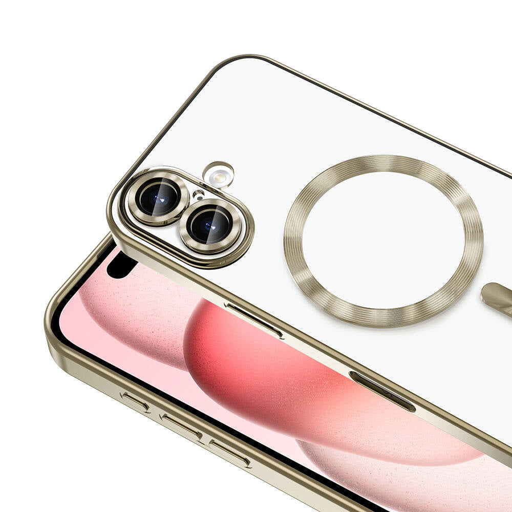 Apple iPhone 16 Kılıf Kamera Korumalı M-safe Wireless Şarj Özellikli Zore Demre Kapak Titanyum