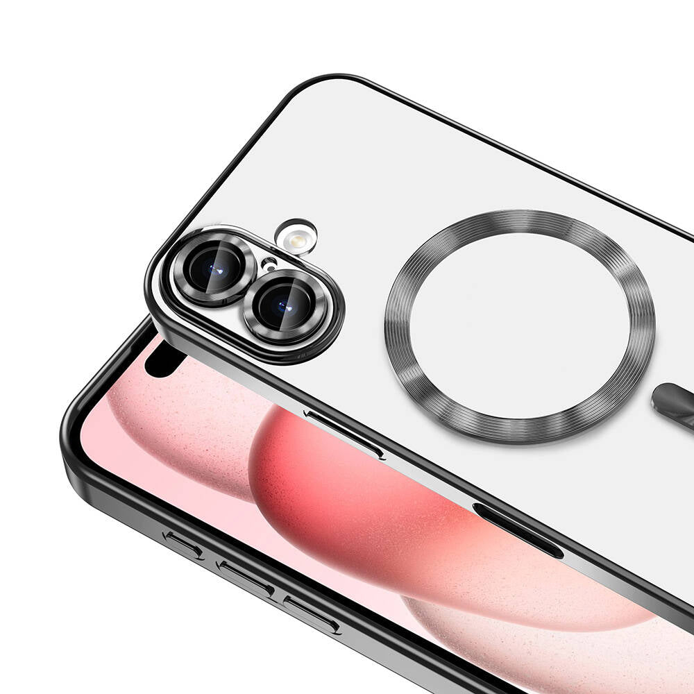 Apple iPhone 16 Kılıf Kamera Korumalı M-safe Wireless Şarj Özellikli Zore Demre Kapak Siyah