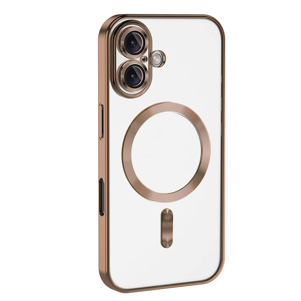 Apple iPhone 16 Kılıf Kamera Korumalı M-safe Wireless Şarj Özellikli Zore Demre Kapak Gümüş