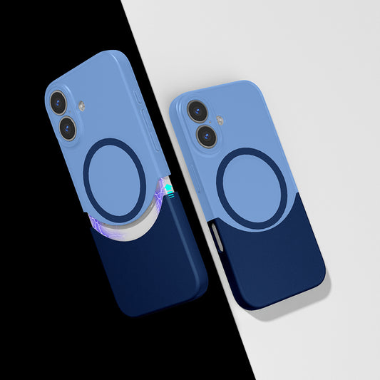 Apple iPhone 16 Kılıf M-Safe Şarj Özellikli Mıknatıslı Zore Duble Kapak Lacivert