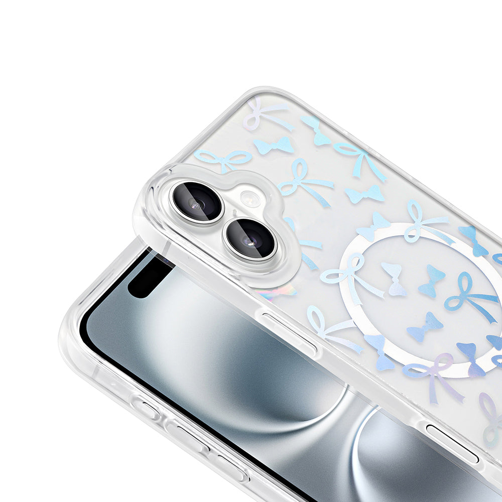 Apple iPhone 16 Kılıf M-Safe Şarj Özellikli Şeffaf Zore Folk Sert Kapak Kalp