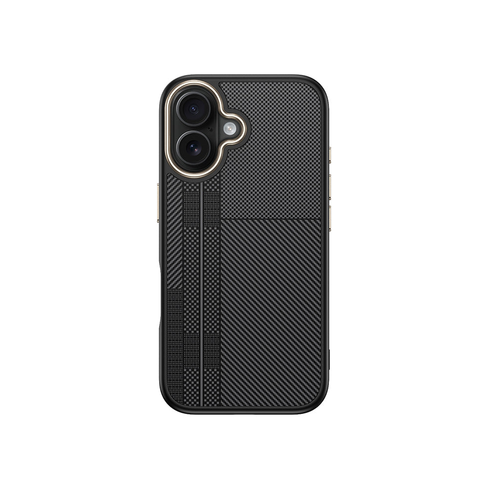 Apple iPhone 16 Kılıf M-safe Şarj Özellikli Karbon Fiber Görünümlü Zore Antina Kapak Siyah-Gri