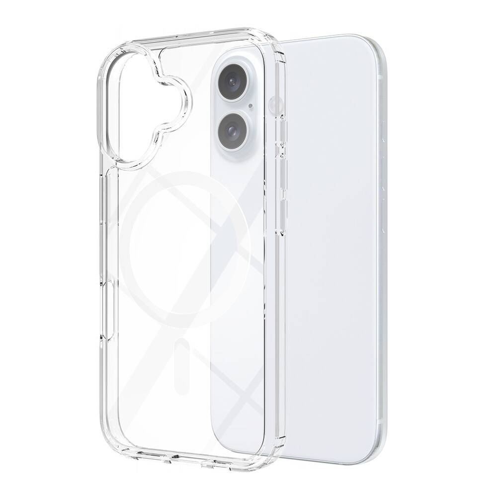 Apple iPhone 16 Kılıf M-safe Şarj Özellikli Şeffaf Sert PC Zore Embos Kapak Şeffaf