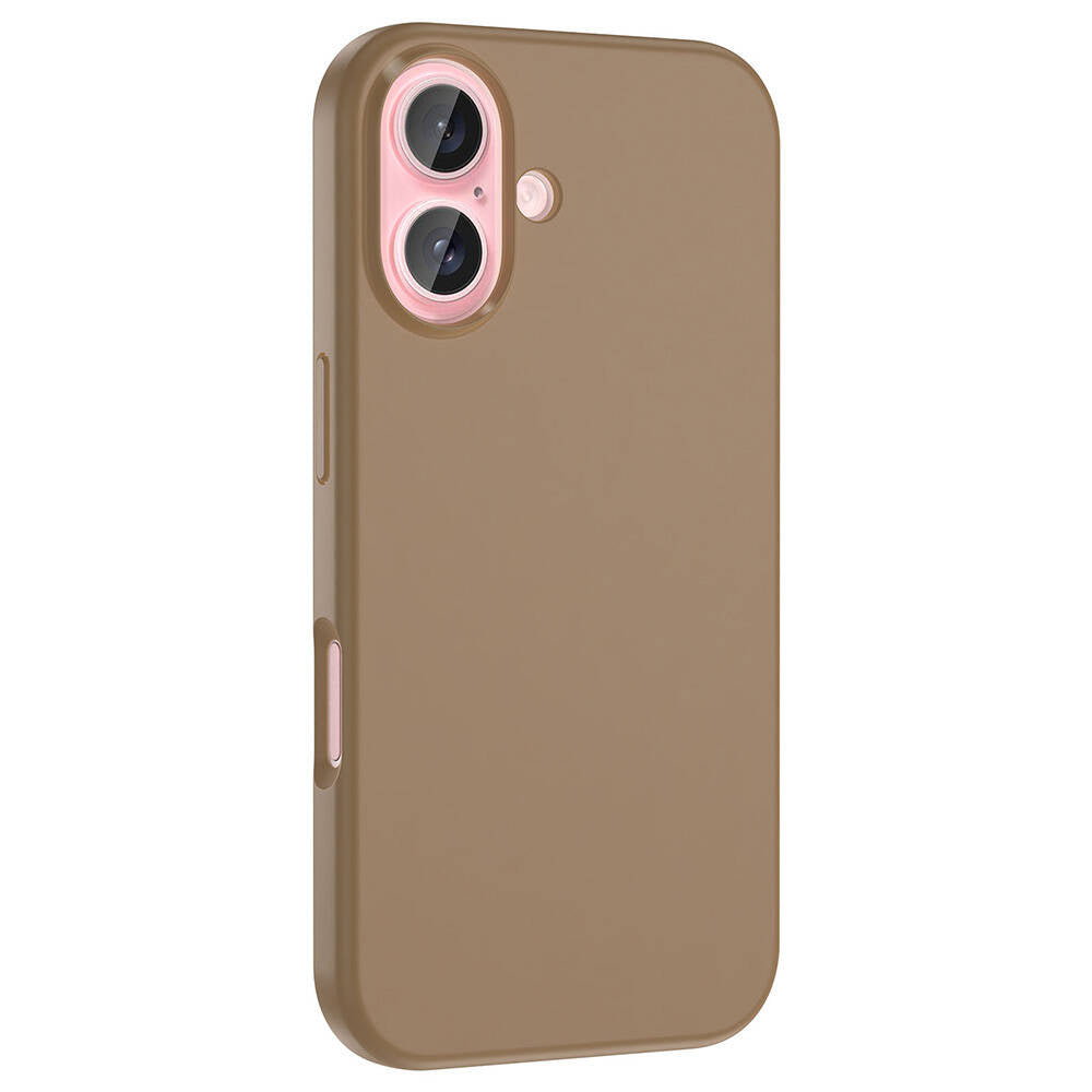 Apple iPhone 16 Kılıf M-safe Şarj Özellikli Sıvı Teknolojili Silinebilir Sert Zore Kivi Kapak Rose Gold