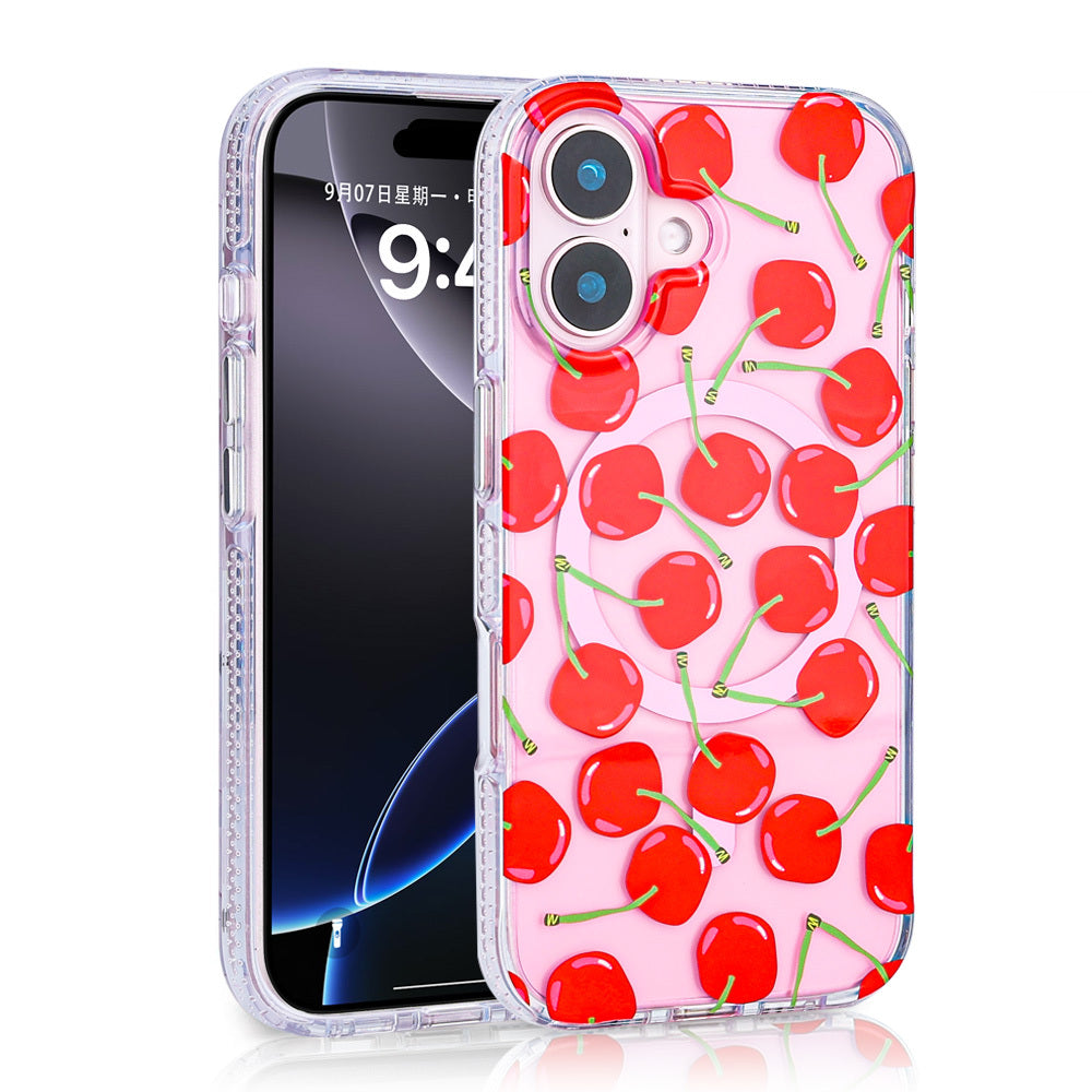 Apple iPhone 16 Kılıf M-safe Şarj Özellikli Zore Stilo Kapak Pembe-Mavi