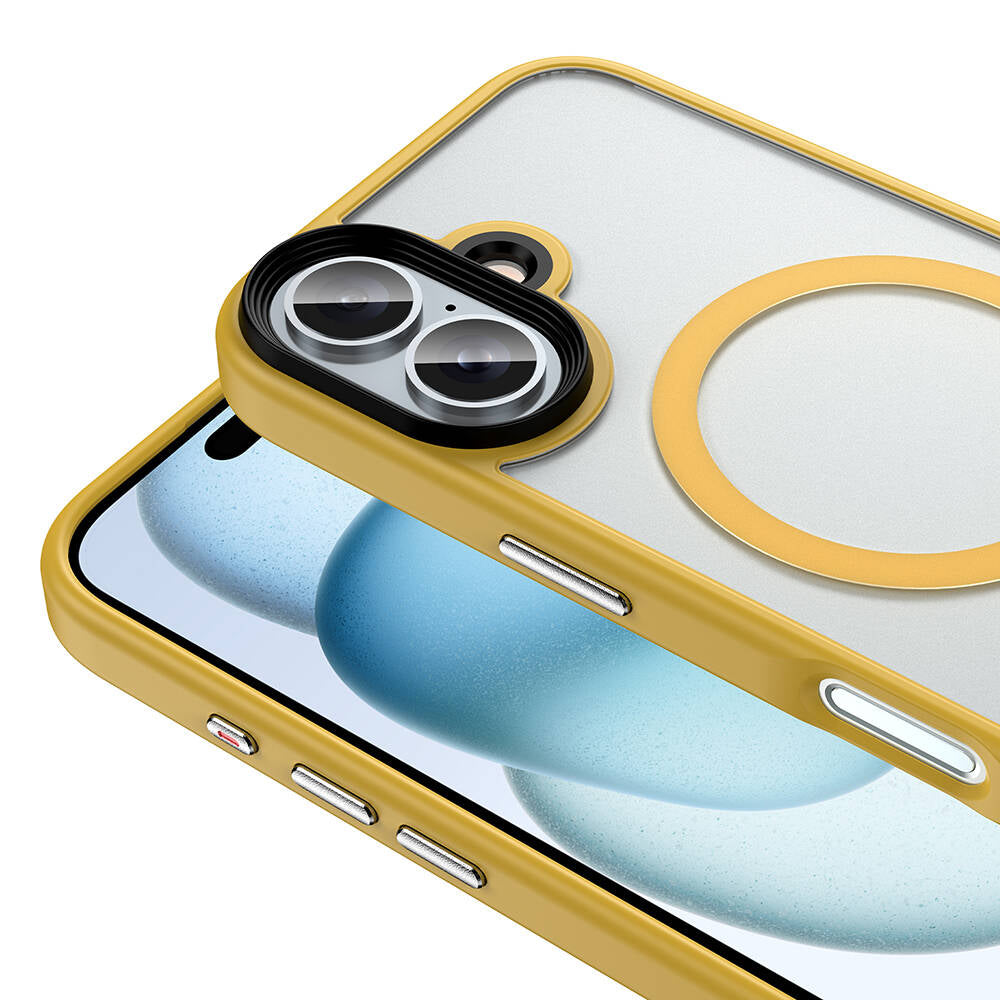 Apple iPhone 16 Kılıf Mat Arka Yüzey Wireless Şarj Özellikli Zore Flet M-safe Kapak Mavi