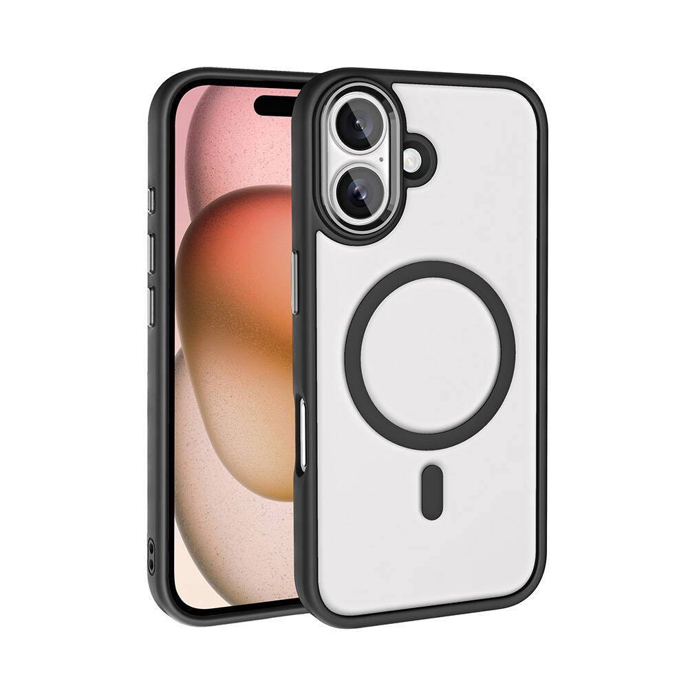 Apple iPhone 16 Kılıf Wireless Şarj Özellikli Zore Krom M-safe Silikon Kapak Sarı