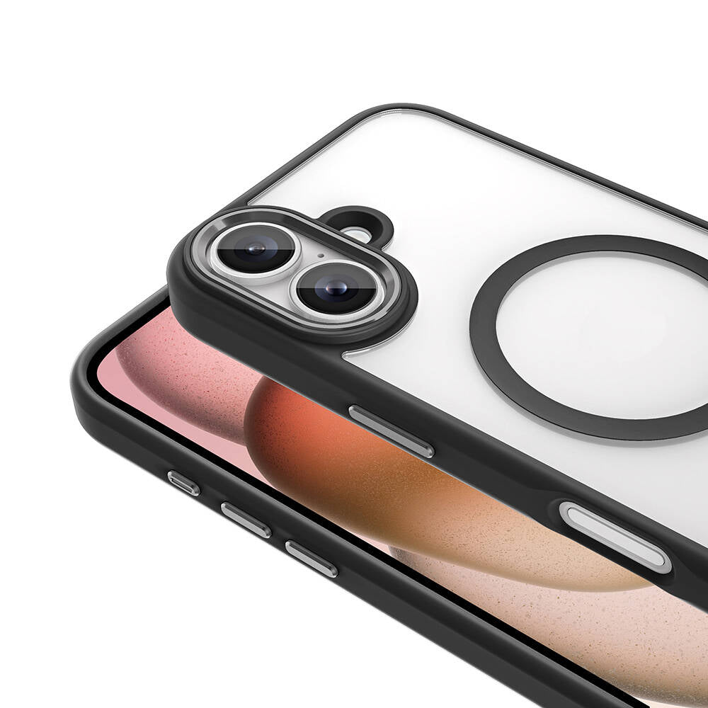 Apple iPhone 16 Kılıf Wireless Şarj Özellikli Zore Krom M-safe Silikon Kapak Titanyum-Gri