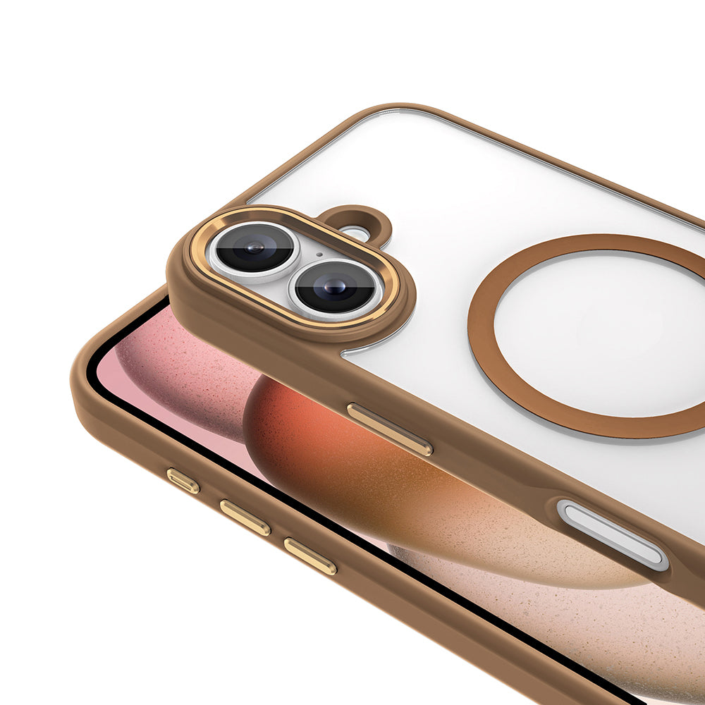 Apple iPhone 16 Kılıf Wireless Şarj Özellikli Zore Krom M-safe Silikon Kapak Mavi
