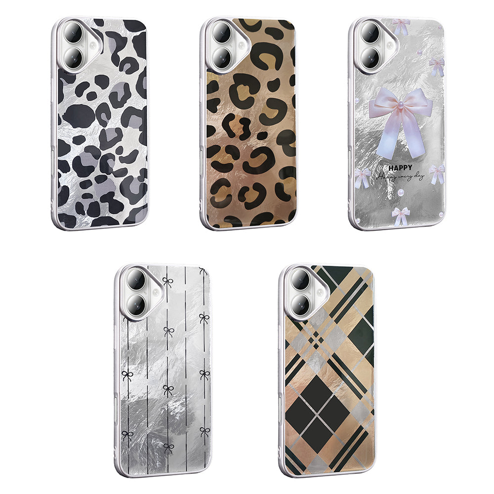 Apple iPhone 16 Plus Kılıf Desenli Zore Mep Kapak Gri Leopar