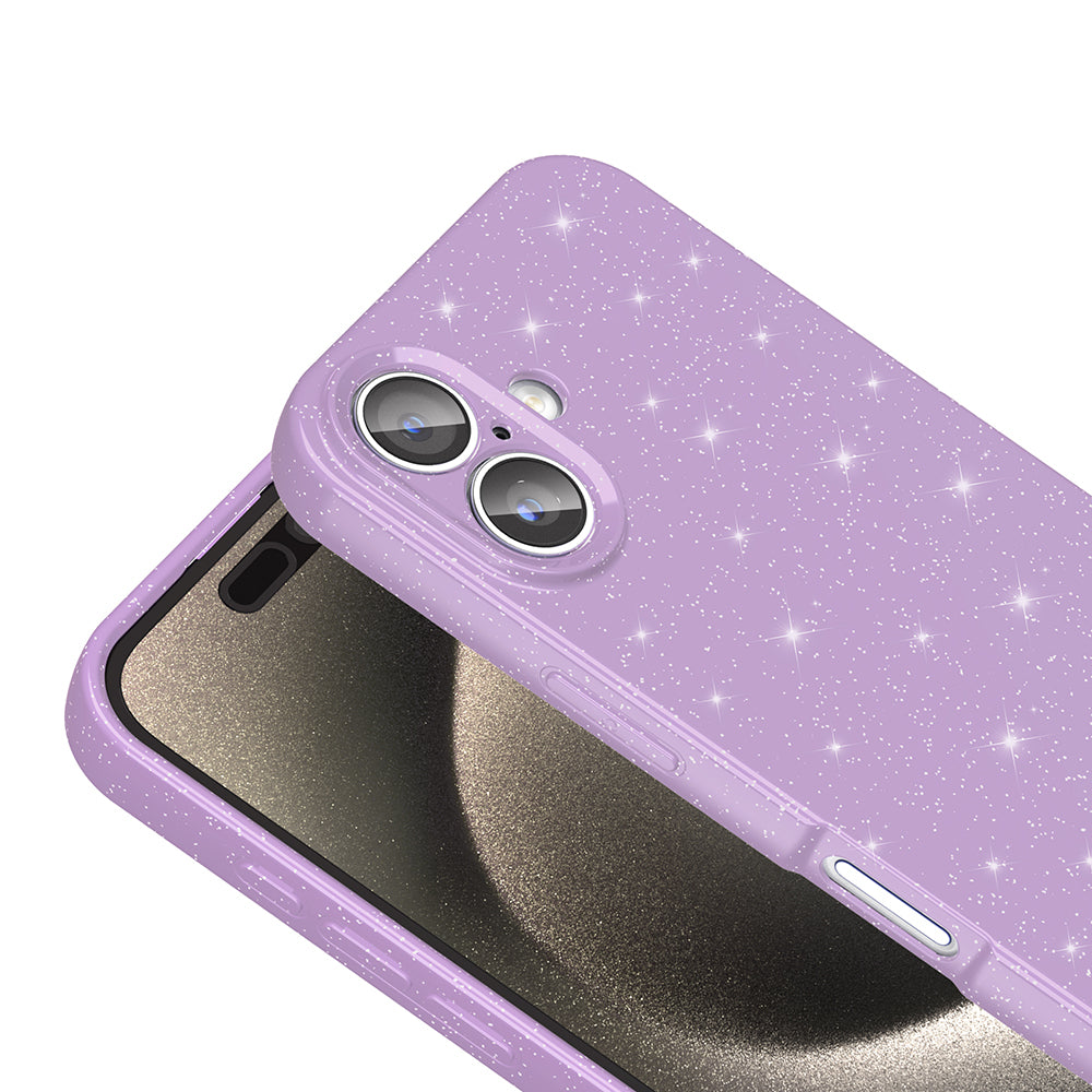 Apple iPhone 16 Plus Kılıf Kamera Korumalı Simli Lüks Zore Koton Kapak Lila