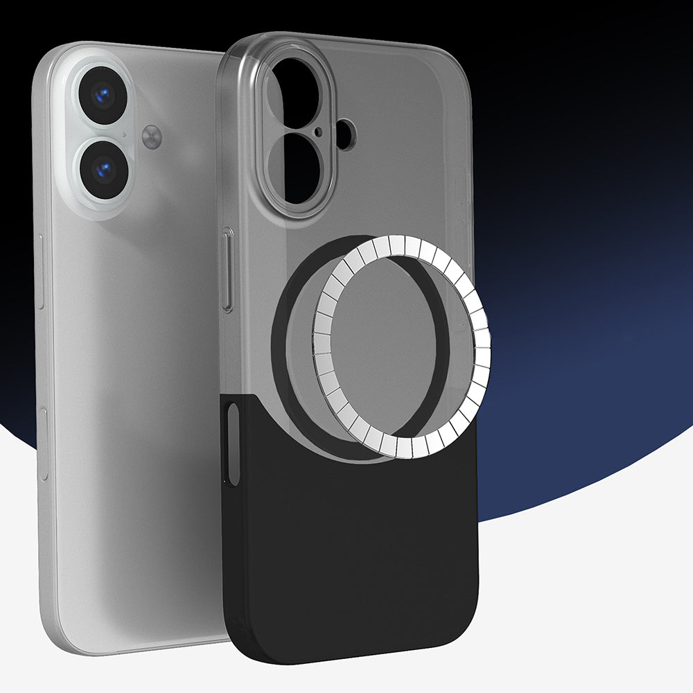 Apple iPhone 16 Plus Kılıf M-Safe Şarj Özellikli Mıknatıslı Zore Duble Kapak Gri