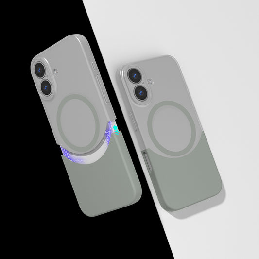 Apple iPhone 16 Plus Kılıf M-Safe Şarj Özellikli Mıknatıslı Zore Duble Kapak Gri