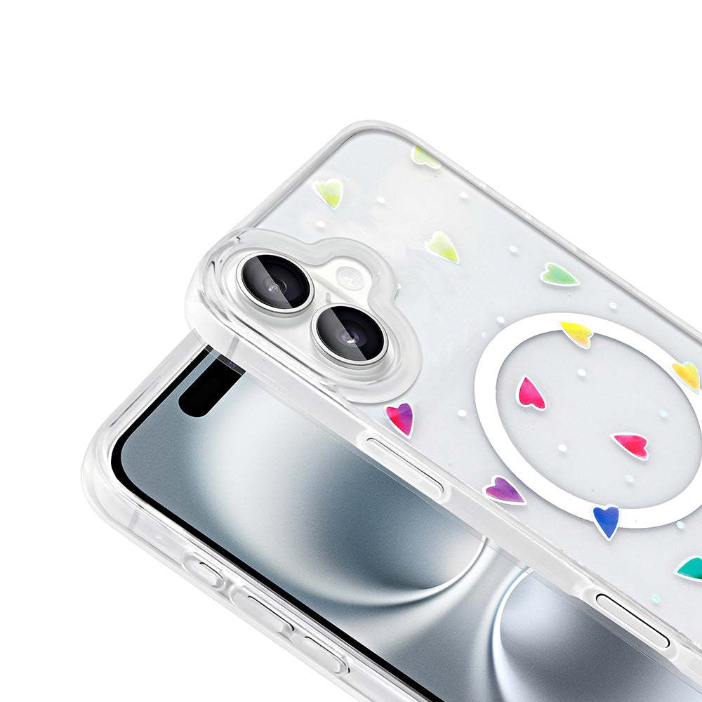 Apple iPhone 16 Plus Kılıf M-Safe Şarj Özellikli Şeffaf Zore Folk Sert Kapak Sevimli Köpek