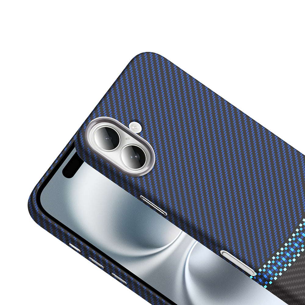 Apple iPhone 16 Plus Kılıf M-safe Şarj Özellikli Karbon Fiber Görünümlü Zore Gros Kapak Gri-Siyah