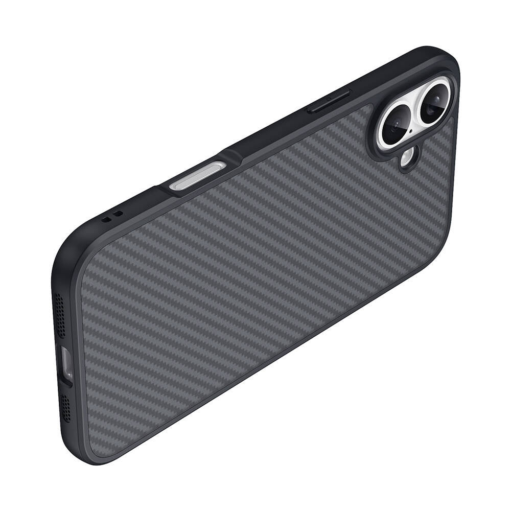 Apple iPhone 16 Plus Kılıf M-safe Şarj Özellikli Karbon Fiber Tasarımlı Zore Elnino Kapak Siyah
