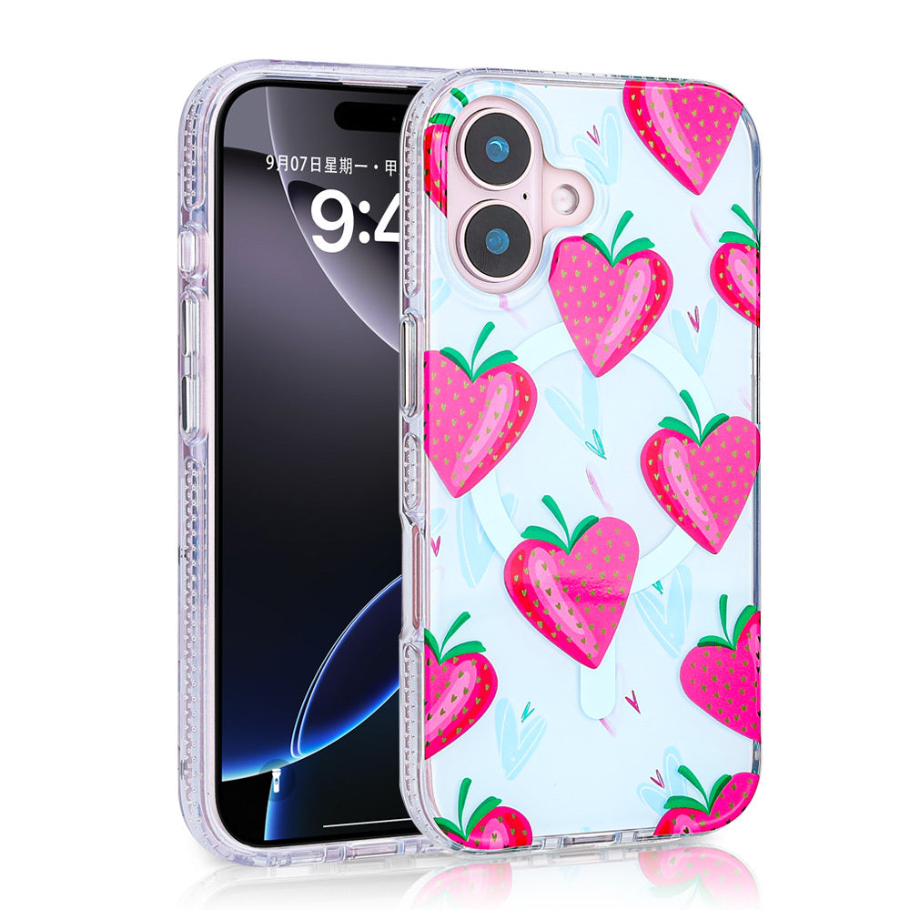 Apple iPhone 16 Plus Kılıf M-safe Şarj Özellikli Zore Stilo Kapak Pembe-Mavi