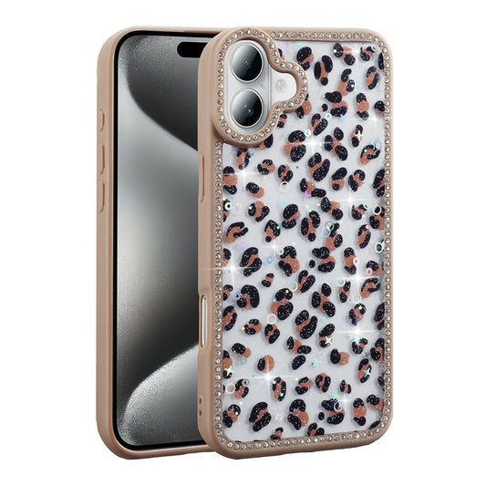 Apple iPhone 16 Plus Kılıf Taşlı ve Simli Tasarım Zore Azra Kapak Gold