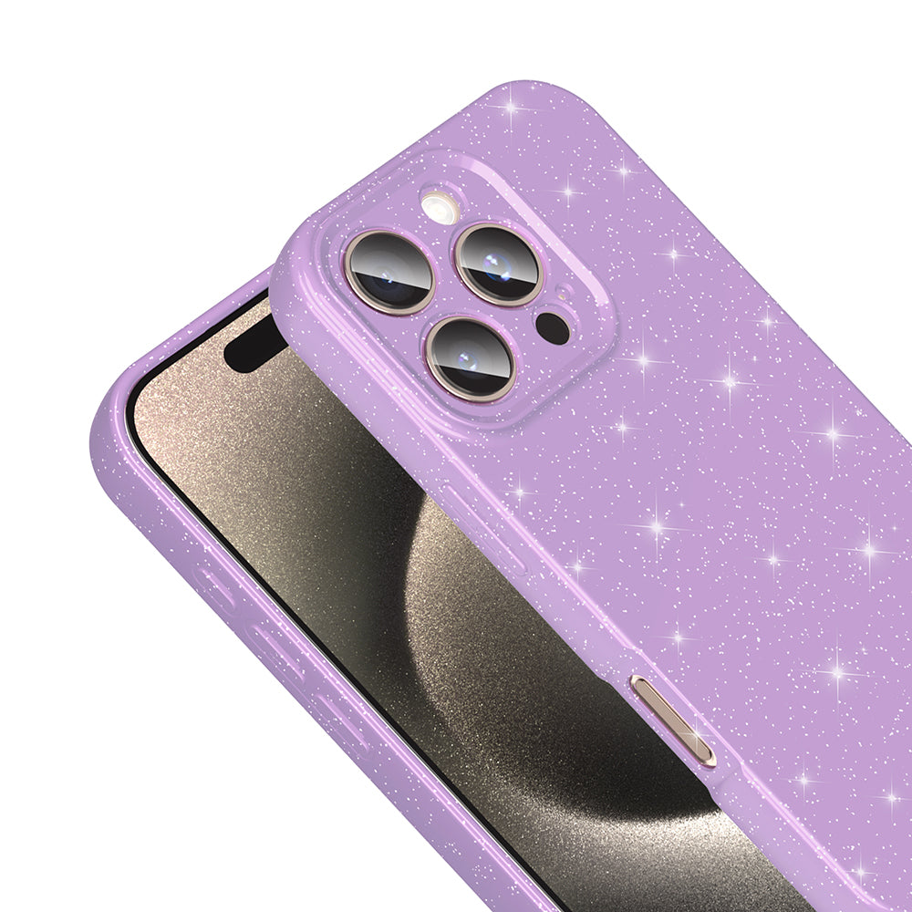 Apple iPhone 16 Pro Kılıf Kamera Korumalı Simli Lüks Zore Koton Kapak Lila