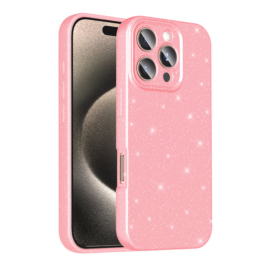 Apple iPhone 16 Pro Kılıf Kamera Korumalı Simli Lüks Zore Koton Kapak Açık Pembe