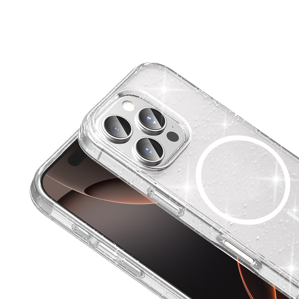 Apple iPhone 16 Pro Kılıf M-safe Şarj Özellikli Parlayan Simli Saydam Renkli Zore Maris Kapak Şeffaf