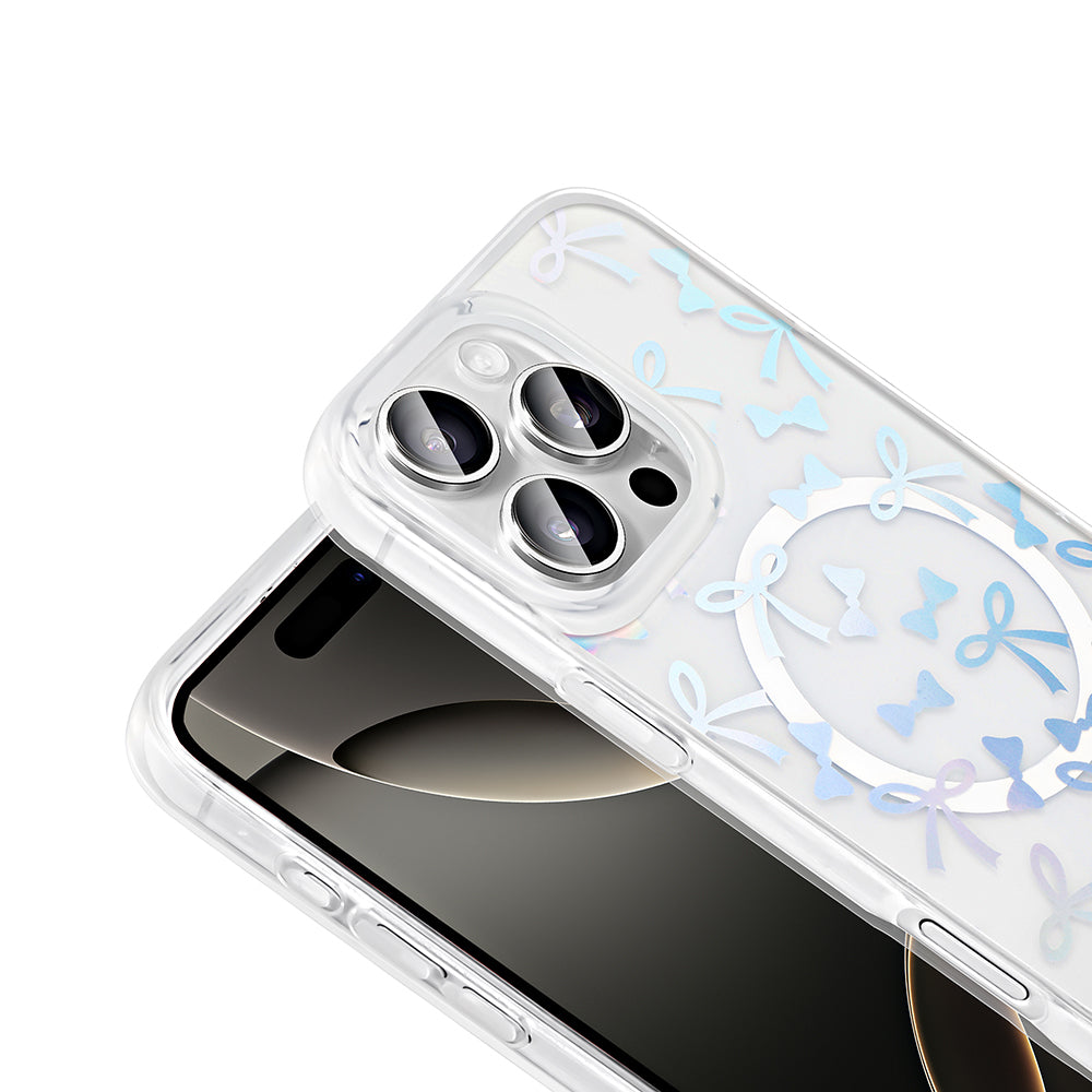 Apple iPhone 16 Pro Kılıf M-Safe Şarj Özellikli Şeffaf Zore Folk Sert Kapak Papatya