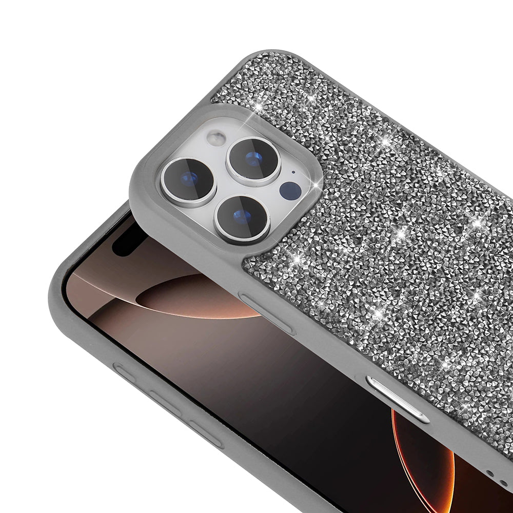 Apple iPhone 16 Pro Kılıf Parlak Taşlı Tasarım Zore Pırlanta Kapak Gold