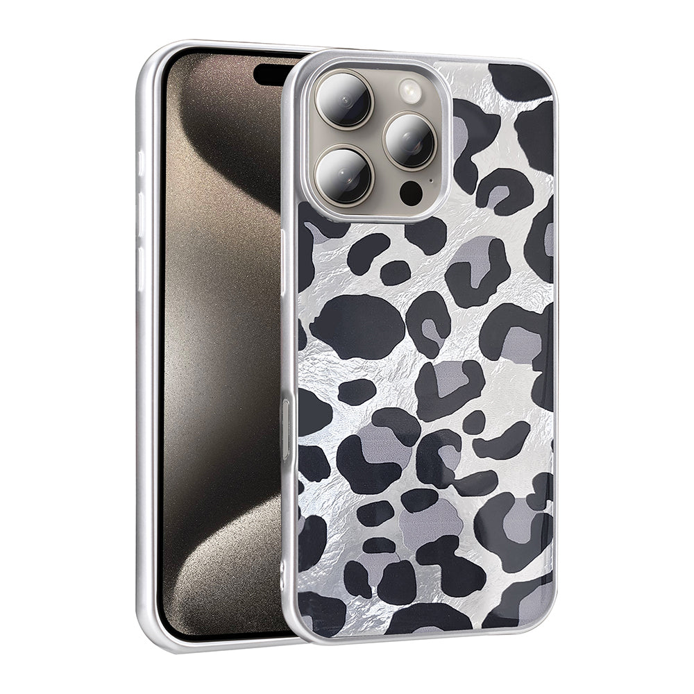 Apple iPhone 16 Pro Max Kılıf Desenli Zore Mep Kapak Gri Leopar
