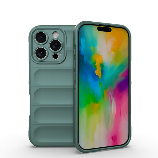 Apple iPhone 16 Pro Max Kılıf Esnek TPU Oyuklu Arka Yüzey Tasarımlı Zore Etnik Silikon Kapak Koyu Yeşil