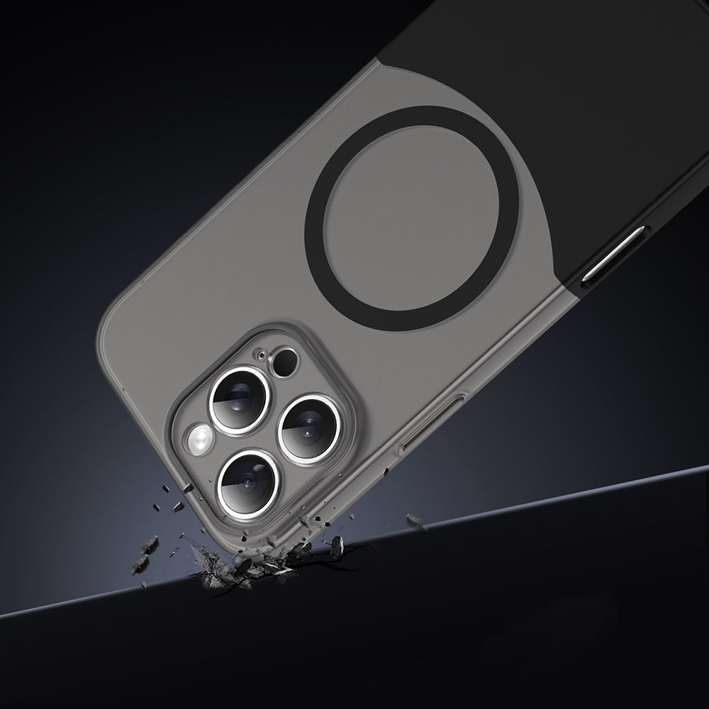 Apple iPhone 16 Pro Max Kılıf M-Safe Şarj Özellikli Mıknatıslı Zore Duble Kapak Gri