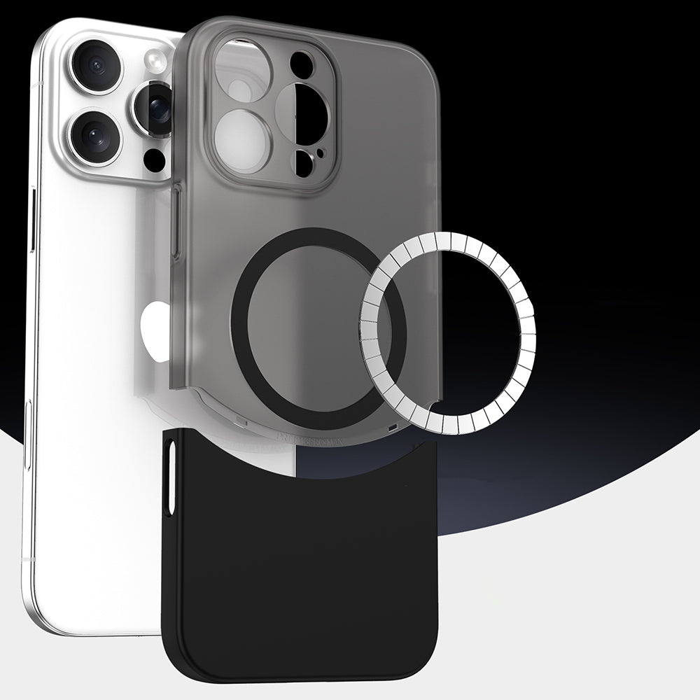 Apple iPhone 16 Pro Max Kılıf M-Safe Şarj Özellikli Mıknatıslı Zore Duble Kapak Siyah