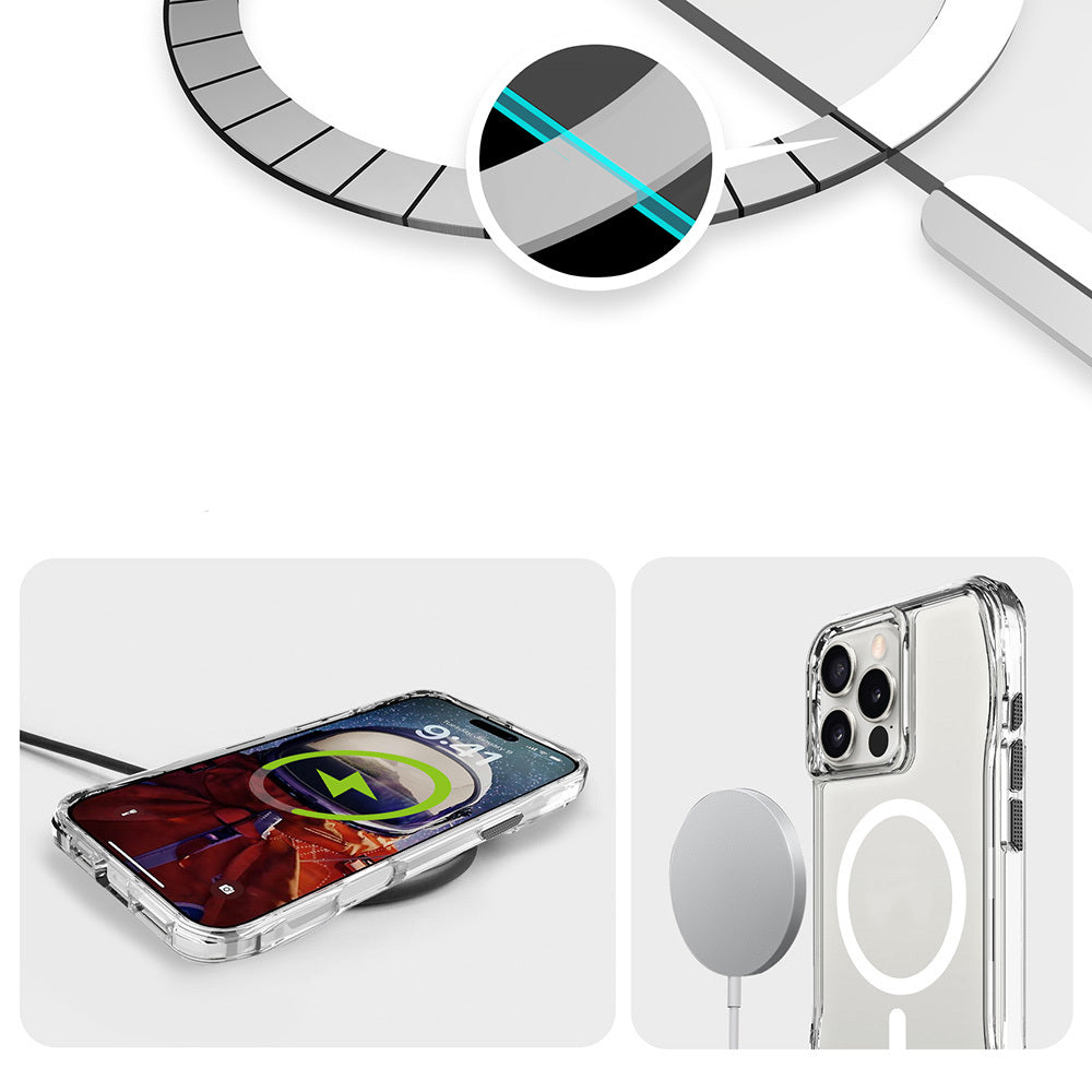 Apple iPhone 16 Pro Max Kılıf M-safe Şarj Özellikli Airbagli Şeffaf Zore İncek Kapak Şeffaf