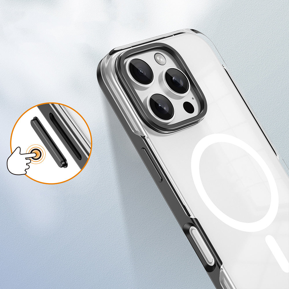 Apple iPhone 16 Pro Max Kılıf M-safe Şarj Özellikli Çıkarılabilir Arka Yüzeyli Zore Polar Kapak Siyah