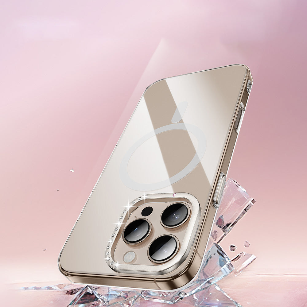 Apple iPhone 16 Pro Max Kılıf M-safe Şarj Özellikli Kamera Standlı Zore Estop Kapak Gold