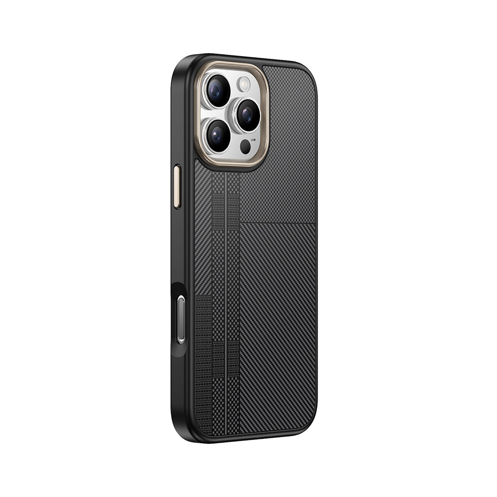 Apple iPhone 16 Pro Max Kılıf M-safe Şarj Özellikli Karbon Fiber Görünümlü Zore Antina Kapak Siyah-Yeşil