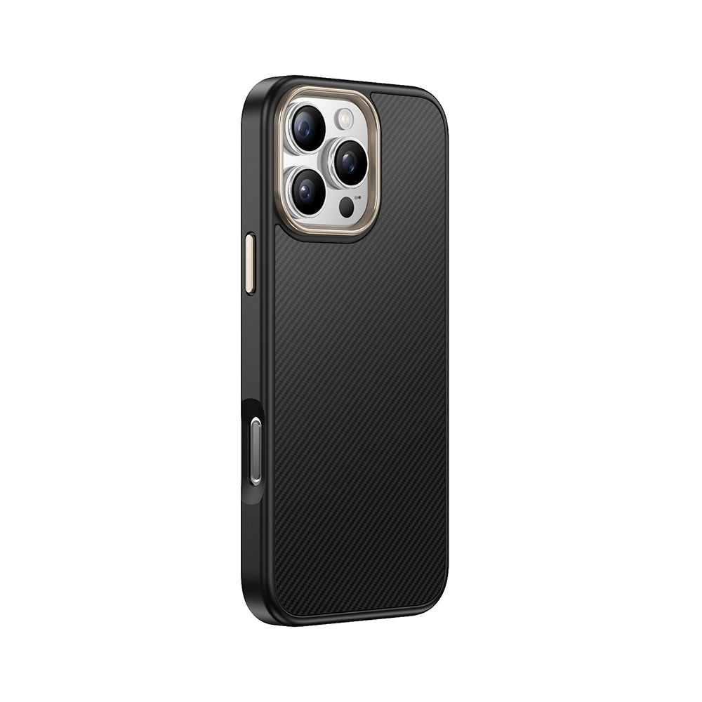 Apple iPhone 16 Pro Max Kılıf M-safe Şarj Özellikli Karbon Fiber Görünümlü Zore Antina Kapak Siyah-Yeşil