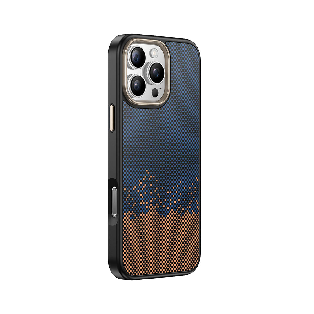 Apple iPhone 16 Pro Max Kılıf M-safe Şarj Özellikli Karbon Fiber Görünümlü Zore Antina Kapak Siyah-Yeşil