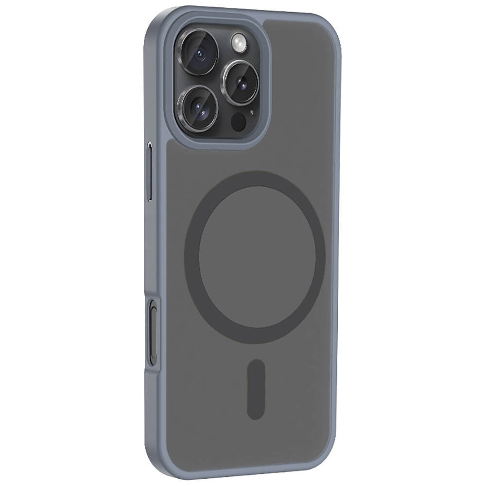 Apple iPhone 16 Pro Max Kılıf M-safe Şarj Özellikli Mat Arka Yüzey Zore Sio Kapak Gri