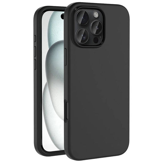 Apple iPhone 16 Pro Max Kılıf M-safe Şarj Özellikli Sıvı Teknolojili Silinebilir Sert Zore Kivi Kapak Siyah