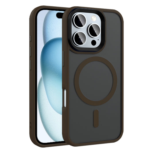 Apple iPhone 16 Pro Max Kılıf Mat Arka Yüzey Wireless Şarj Özellikli Zore Flet M-safe Kapak Rose Brown