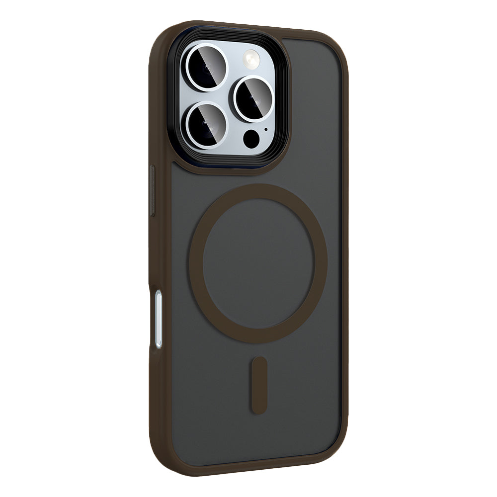 Apple iPhone 16 Pro Max Kılıf Mat Arka Yüzey Wireless Şarj Özellikli Zore Flet M-safe Kapak Rose Brown
