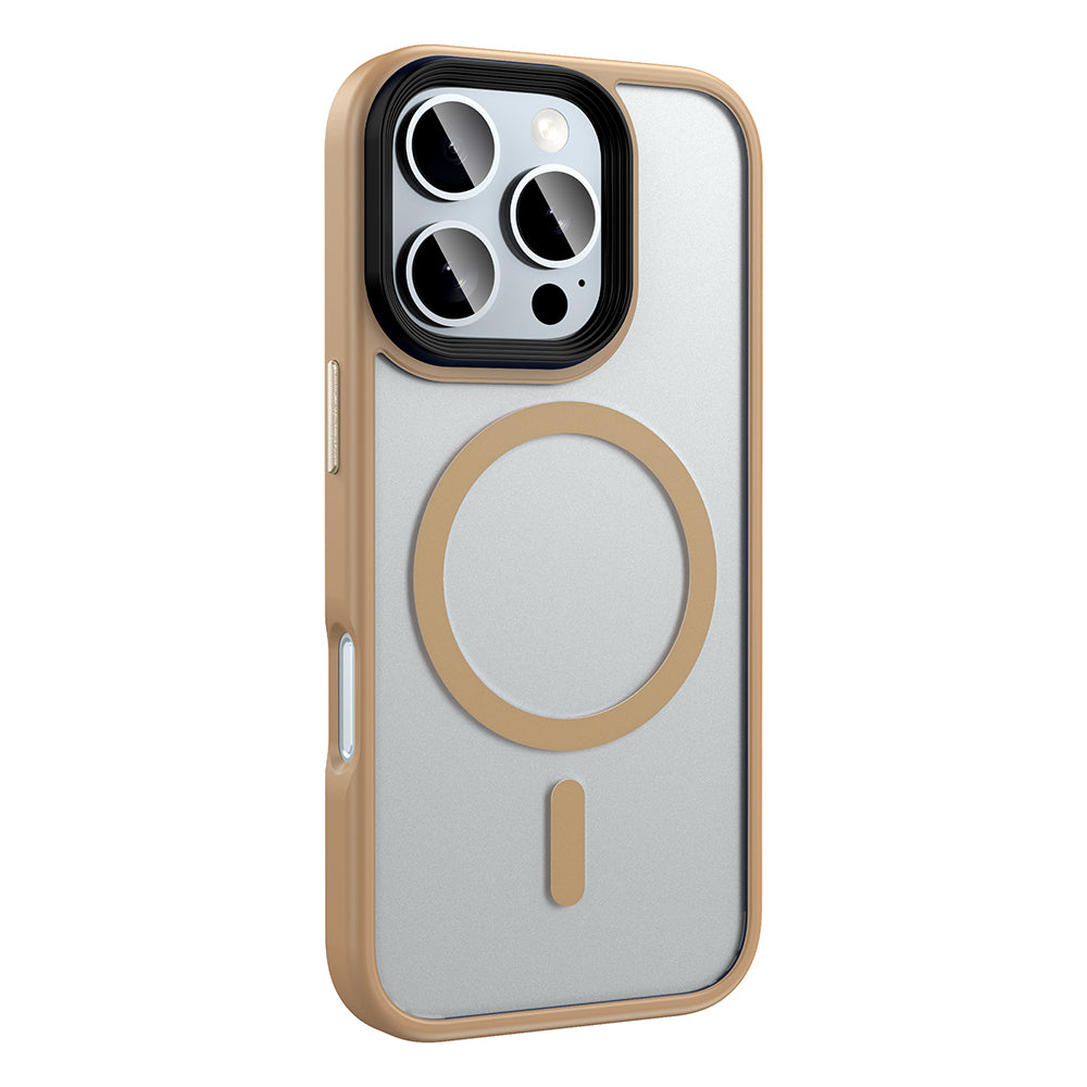 Apple iPhone 16 Pro Max Kılıf Mat Arka Yüzey Wireless Şarj Özellikli Zore Flet M-safe Kapak Rose Brown